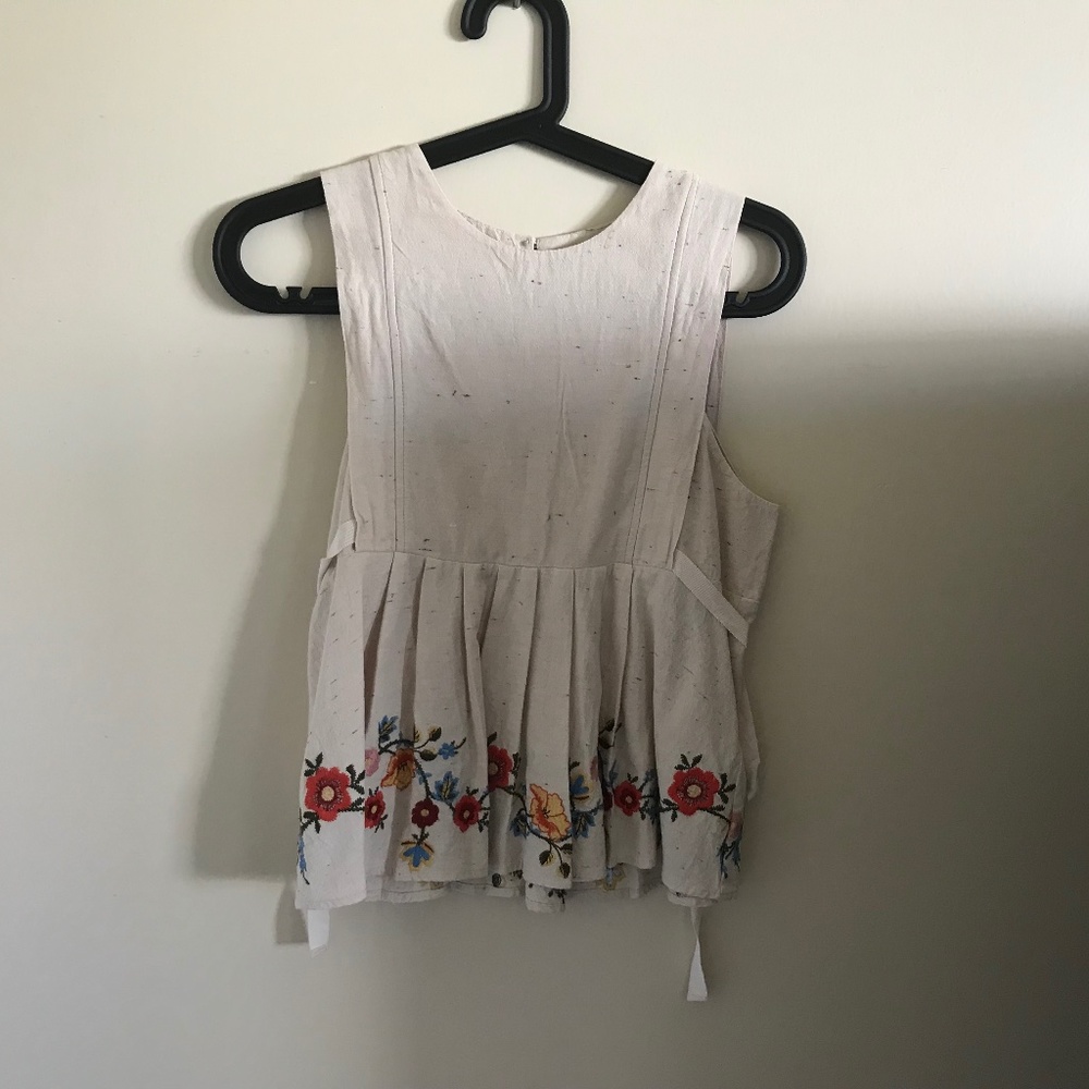 J.O.A. Linen Blouse, embroidered, x-small,